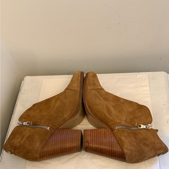 Rag & Bone Margot Tan Suede Side Zip Stacked Heel Ankle Boots Size 10 - Picture 10 of 13